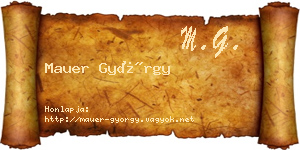 Mauer György névjegykártya